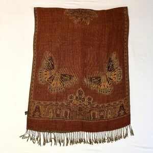 Butterfly Woven Shawl Scarf Silk Viscose with Fringe